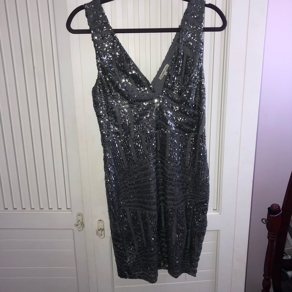 Silver Sequined Party Dress